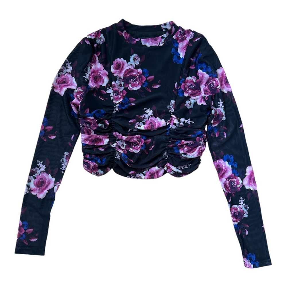 Bebe Sheer Raunchy Floral Crop Top
